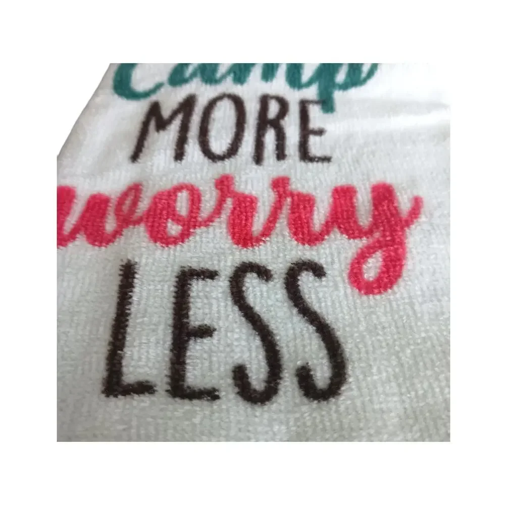 Handmade Camp More Worry Less Kitchen Towel Home Decor Brown Camping Summer RV
